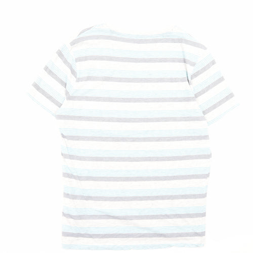 PEP&CO Mens Multicoloured Striped Cotton T-Shirt Size L Crew Neck