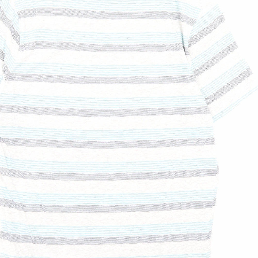 PEP&CO Mens Multicoloured Striped Cotton T-Shirt Size L Crew Neck