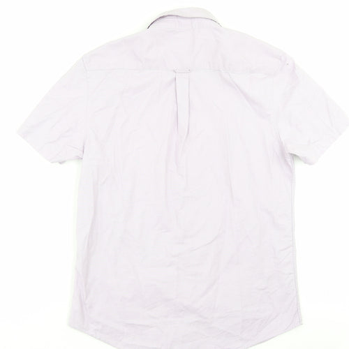 Primark Mens Purple Cotton Button-Up Size L Collared Button