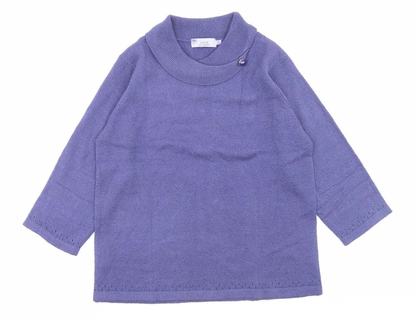 Honor Millburn Womens Purple Roll Neck Acrylic Pullover Jumper Size M