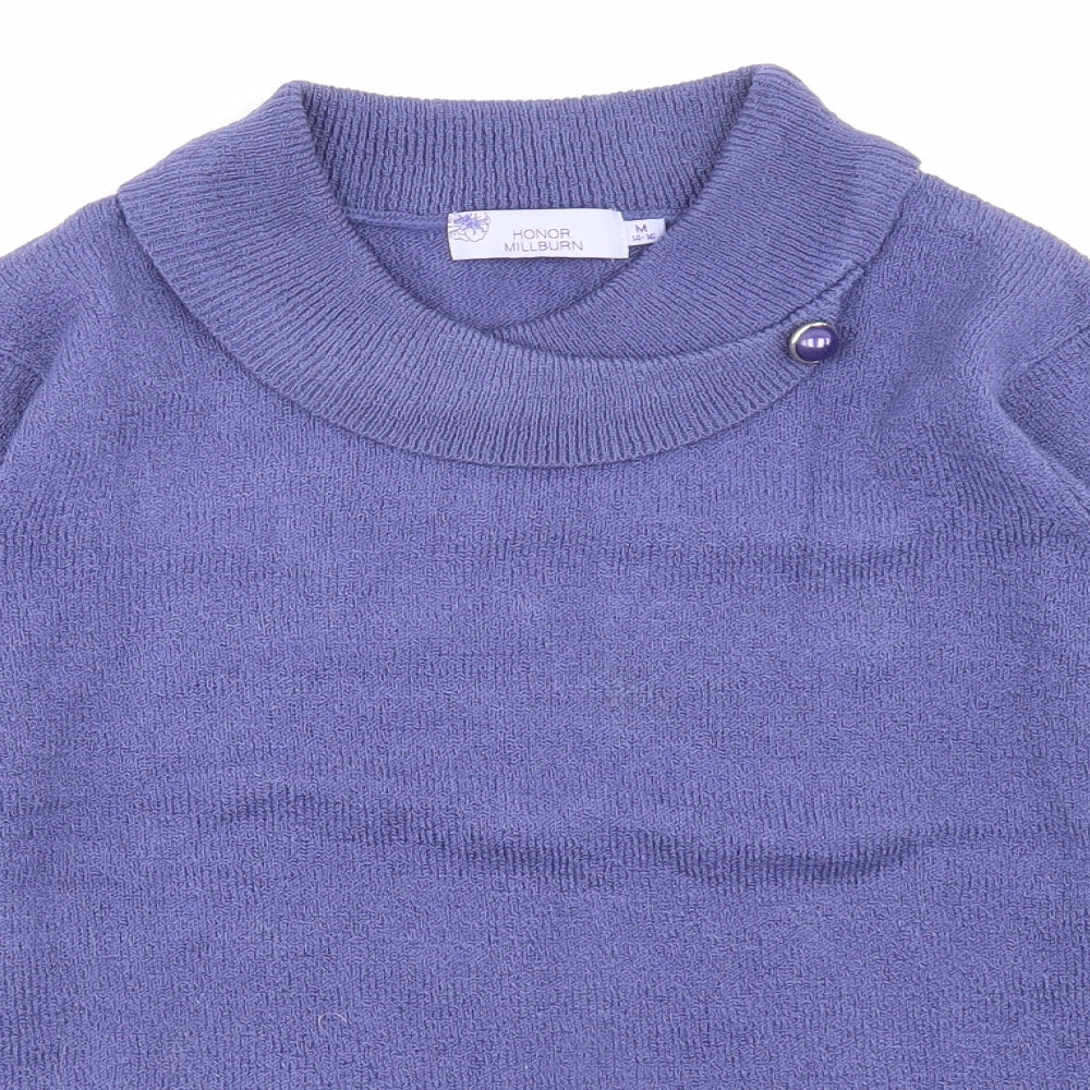 Honor Millburn Womens Purple Roll Neck Acrylic Pullover Jumper Size M