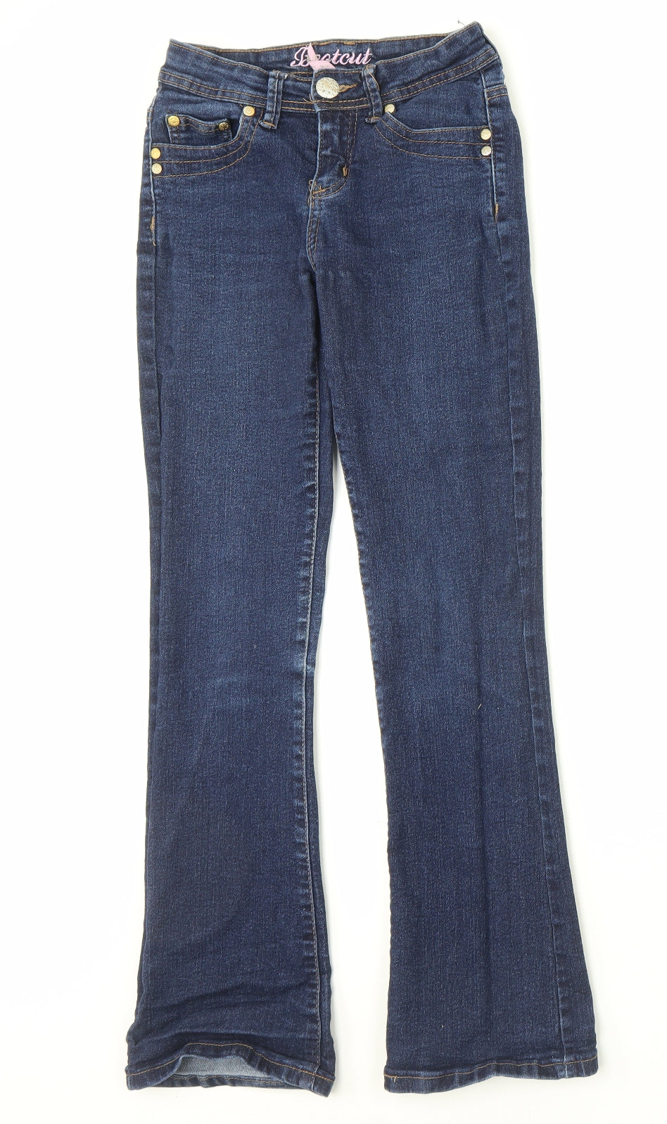Denim & Co. Womens Blue Cotton Bootcut Jeans Size 8 L27 in Regular Button