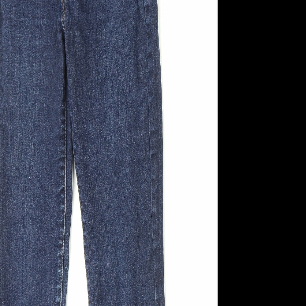 Denim & Co. Womens Blue Cotton Bootcut Jeans Size 8 L27 in Regular Button