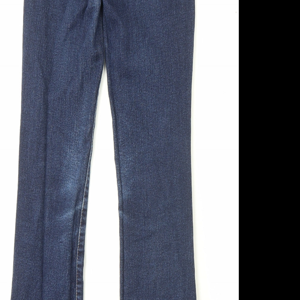 Denim & Co. Womens Blue Cotton Bootcut Jeans Size 8 L27 in Regular Button