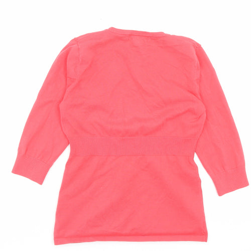 Monsoon Womens Pink V-Neck Cotton Cardigan Jumper Size 10