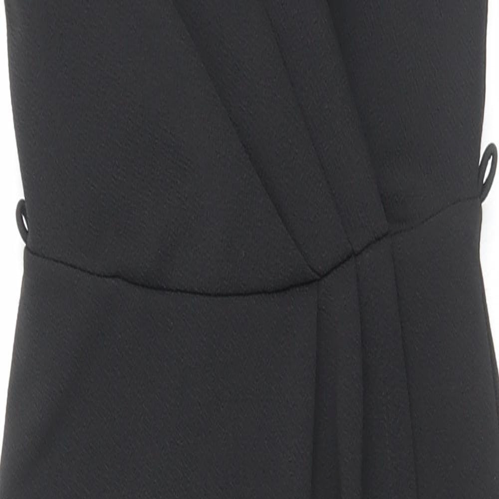 Miss Selfridge Womens Black Polyester Bodycon Size 6 V-Neck Pullover - Cross over top