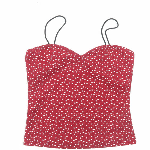SheIn Womens Red Geometric Polyester Camisole Tank Size S Sweetheart - Heart Pattern