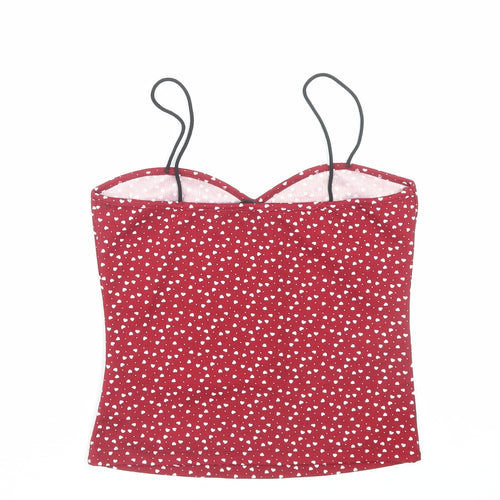 SheIn Womens Red Geometric Polyester Camisole Tank Size S Sweetheart - Heart Pattern
