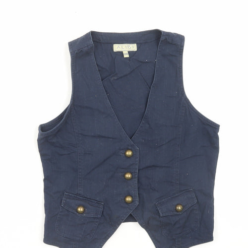 ALIBI Womens Blue Jacket Waistcoat Size 12 Button