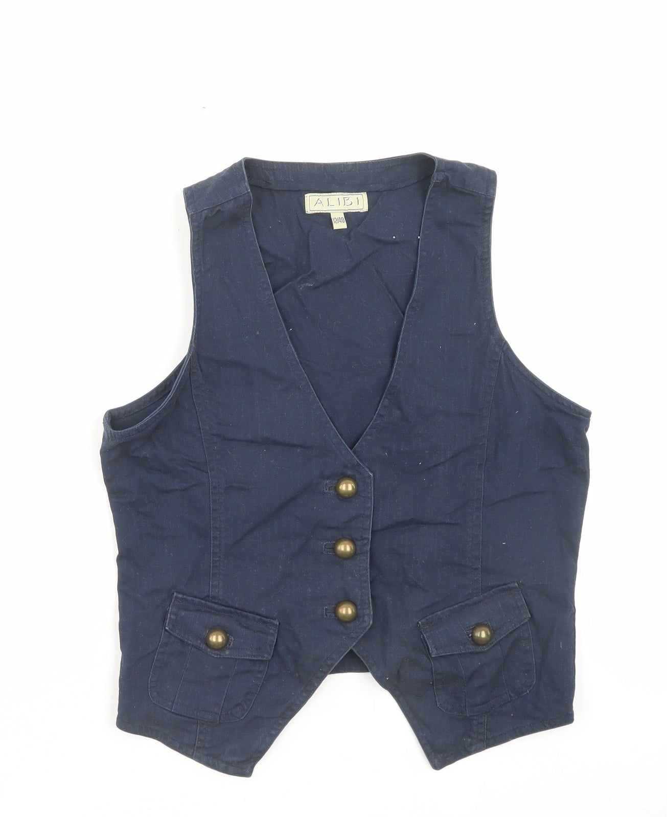 ALIBI Womens Blue Jacket Waistcoat Size 12 Button