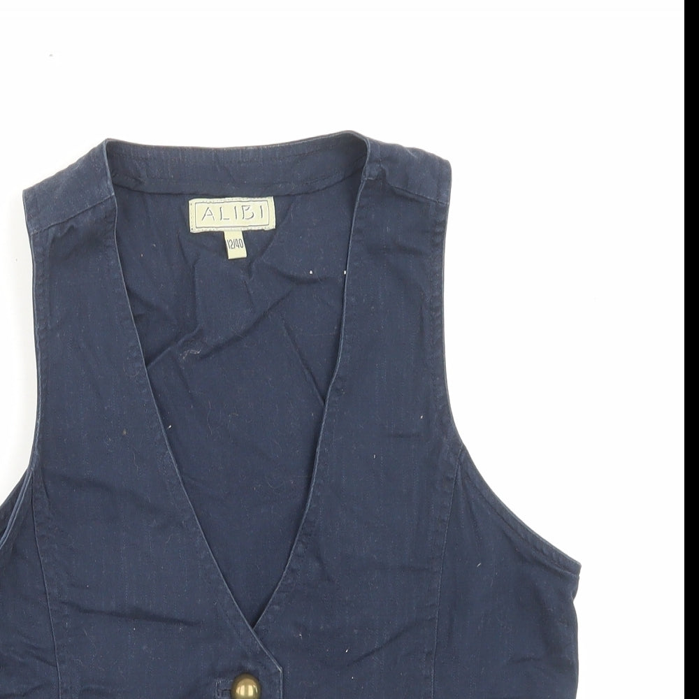 ALIBI Womens Blue Jacket Waistcoat Size 12 Button