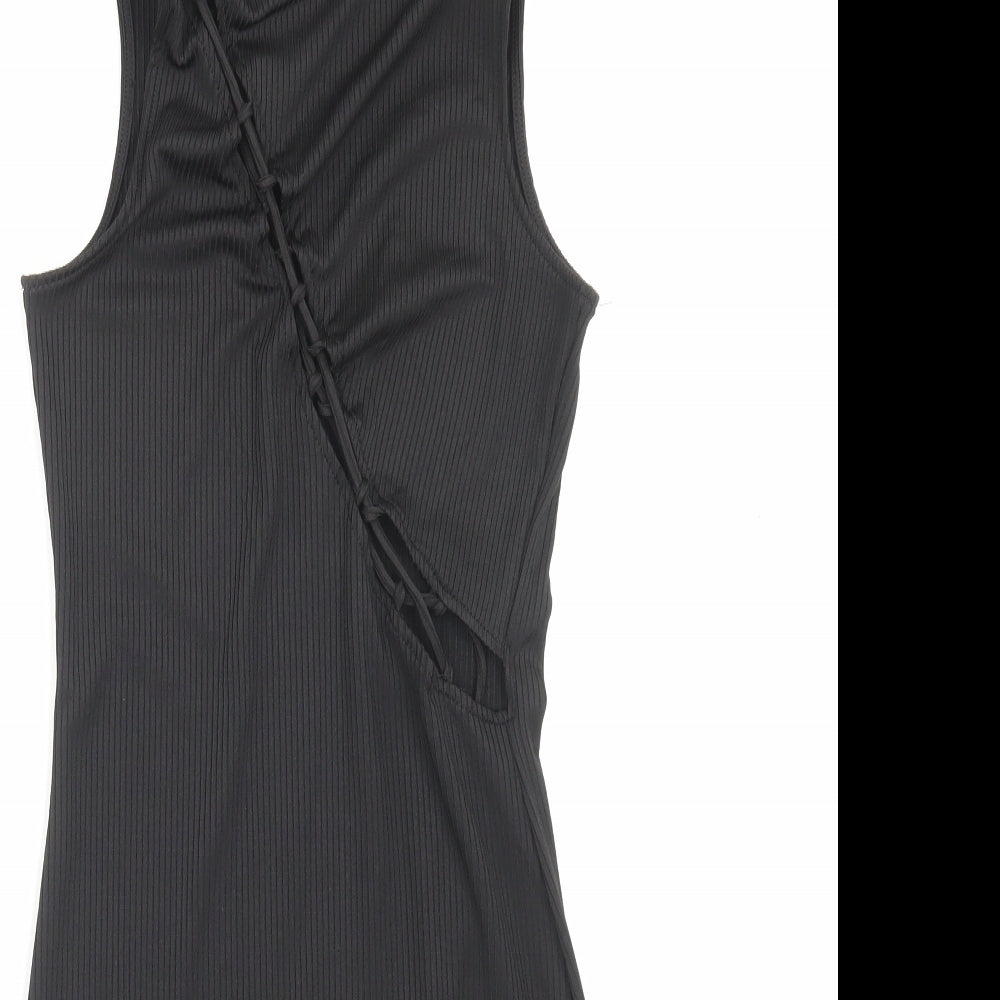 H&M Womens Black Polyester Bodycon Size S Round Neck Pullover