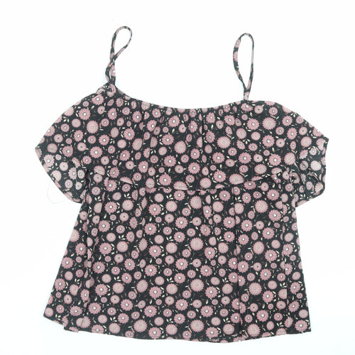 Apricot Womens Purple Floral Polyester Basic Blouse Size 14 Square Neck