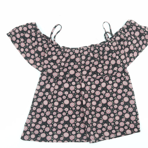 Apricot Womens Purple Floral Polyester Basic Blouse Size 14 Square Neck