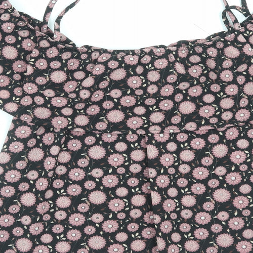 Apricot Womens Purple Floral Polyester Basic Blouse Size 14 Square Neck