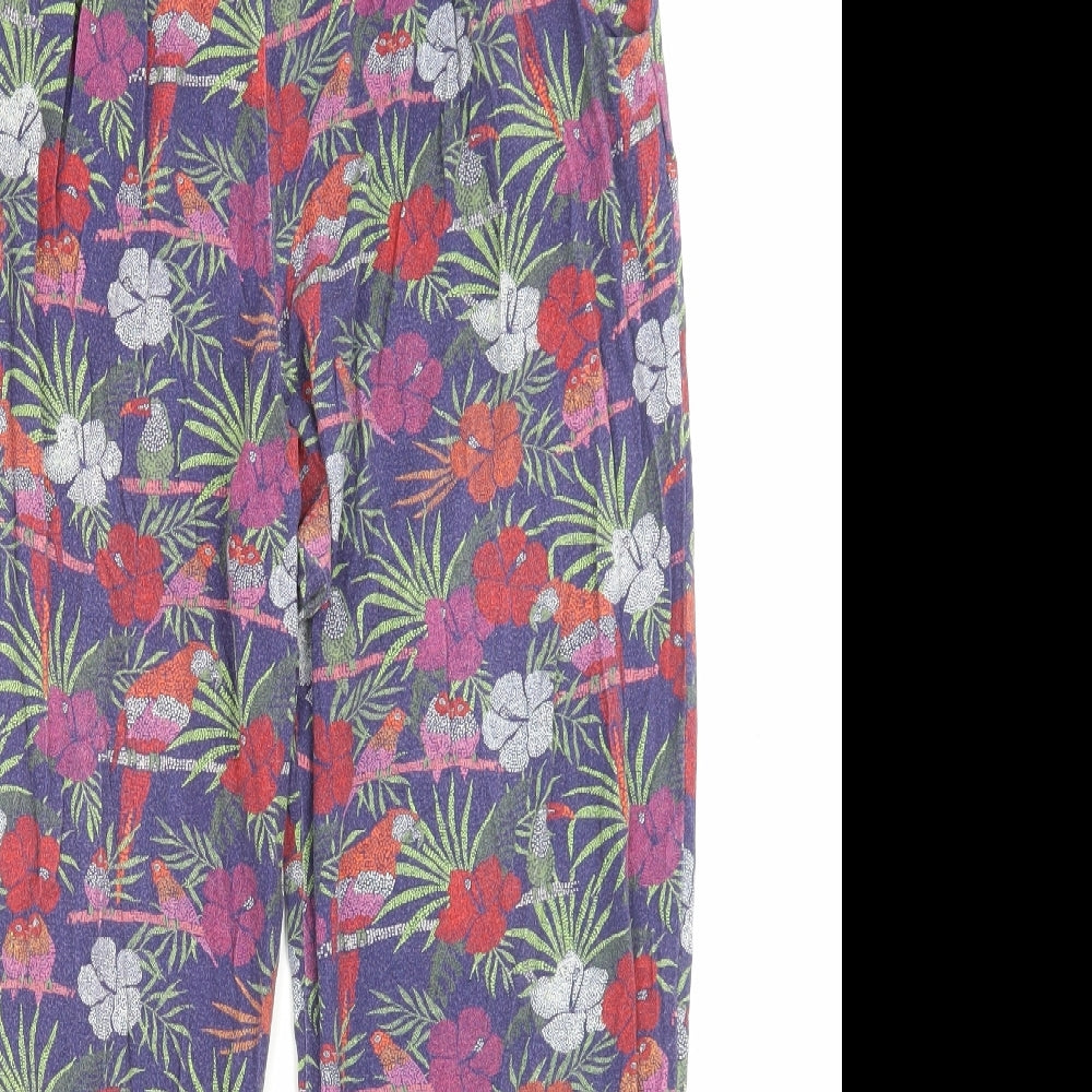 TU Womens Multicoloured Floral Viscose Trousers Size 14 L28 in Regular