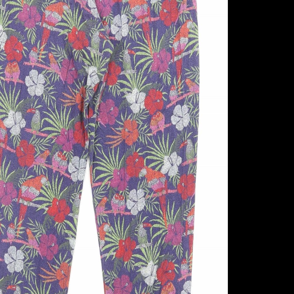 TU Womens Multicoloured Floral Viscose Trousers Size 14 L28 in Regular