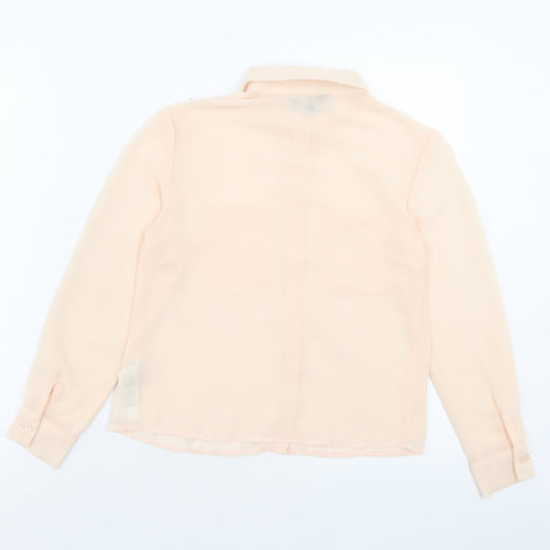 New Look Girls Pink Polyester Basic Button-Up Size 11 Years Collared Button