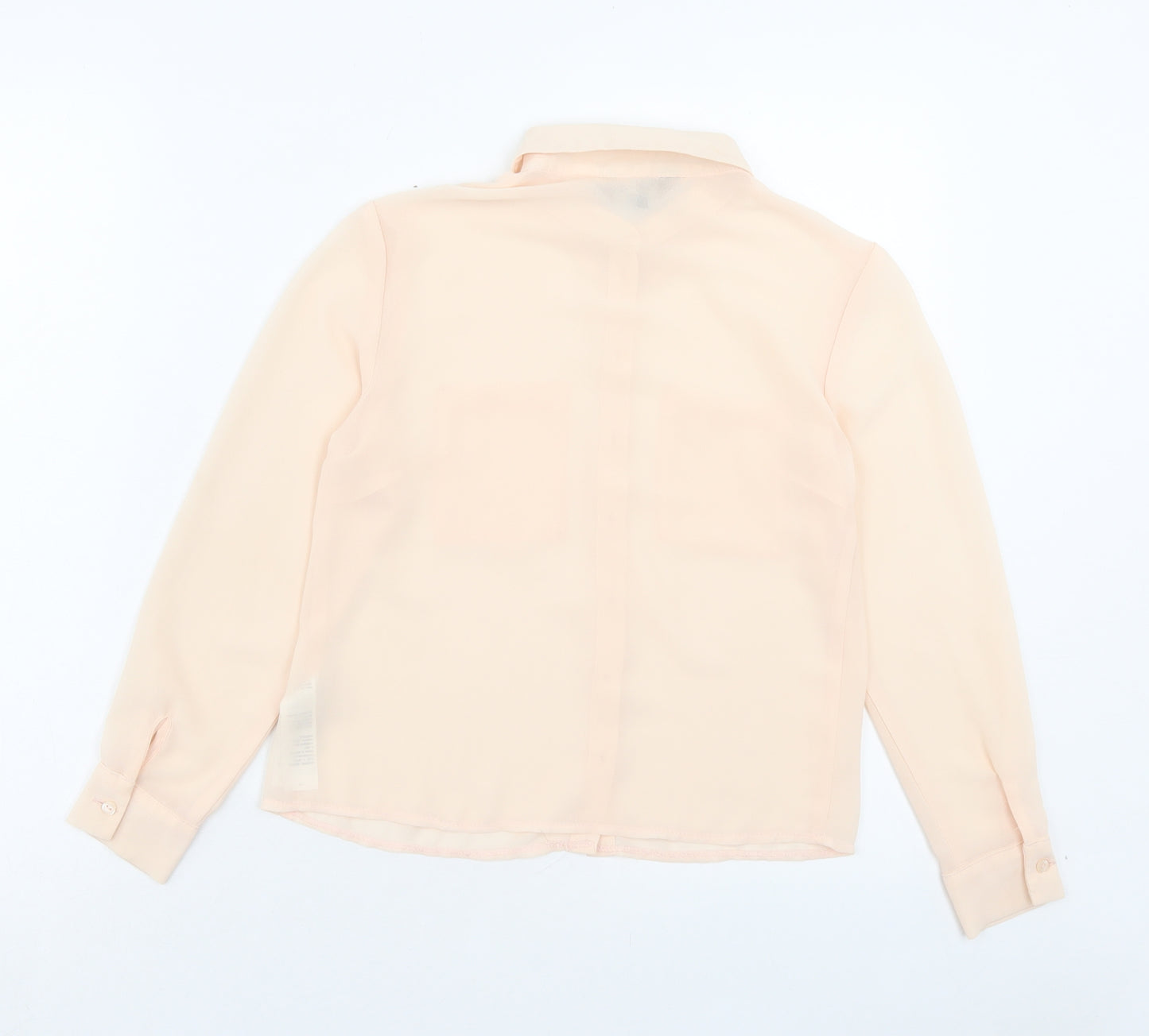New Look Girls Pink Polyester Basic Button-Up Size 11 Years Collared Button