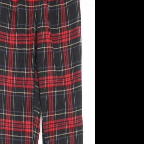 New Look Womens Red Plaid Polyester Trousers Size 10 L25 in Regular Hook & Eye