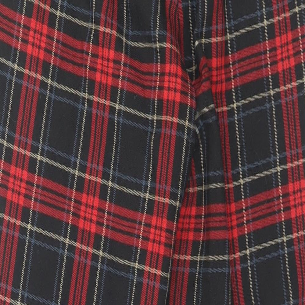 New Look Womens Red Plaid Polyester Trousers Size 10 L25 in Regular Hook & Eye
