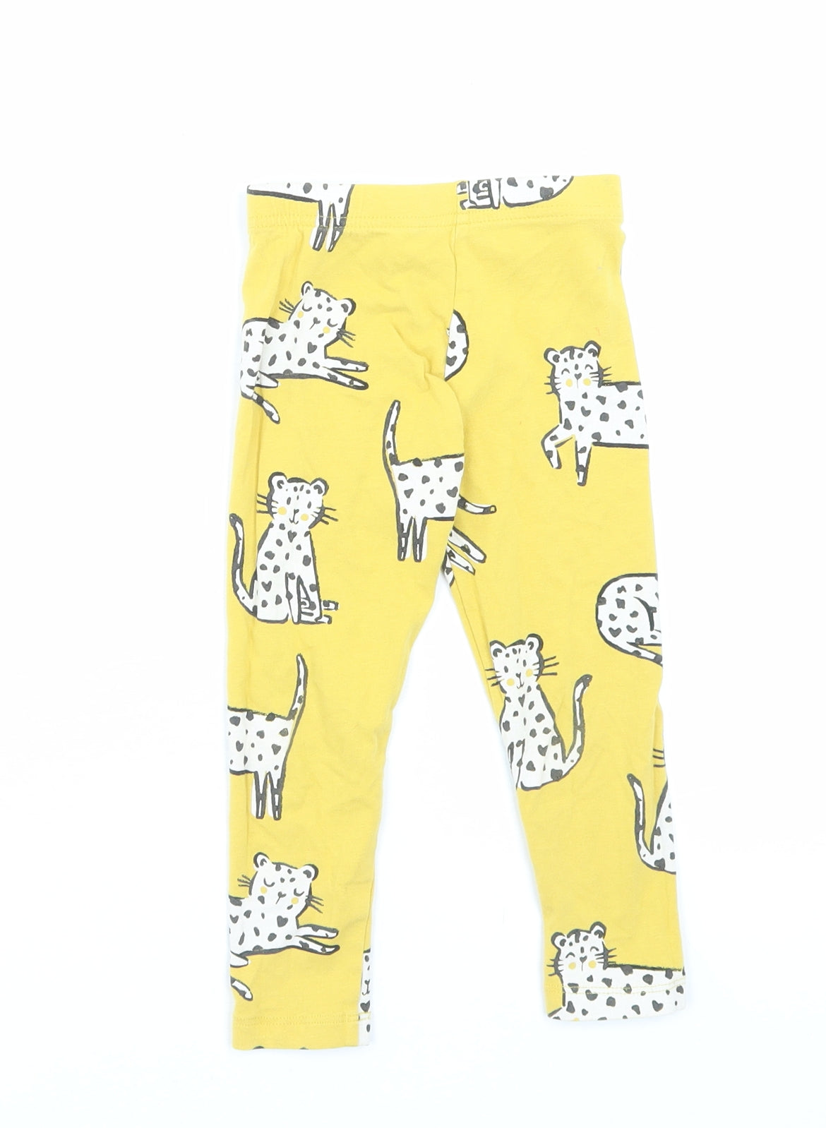 George Girls Yellow Geometric Cotton Capri Trousers Size 2-3 Years Regular Pullover - Wild Cat