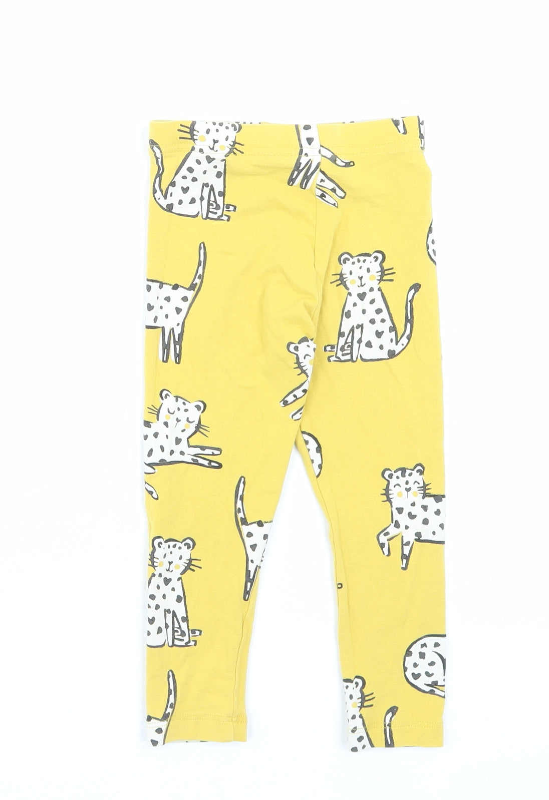 George Girls Yellow Geometric Cotton Capri Trousers Size 2-3 Years Regular Pullover - Wild Cat