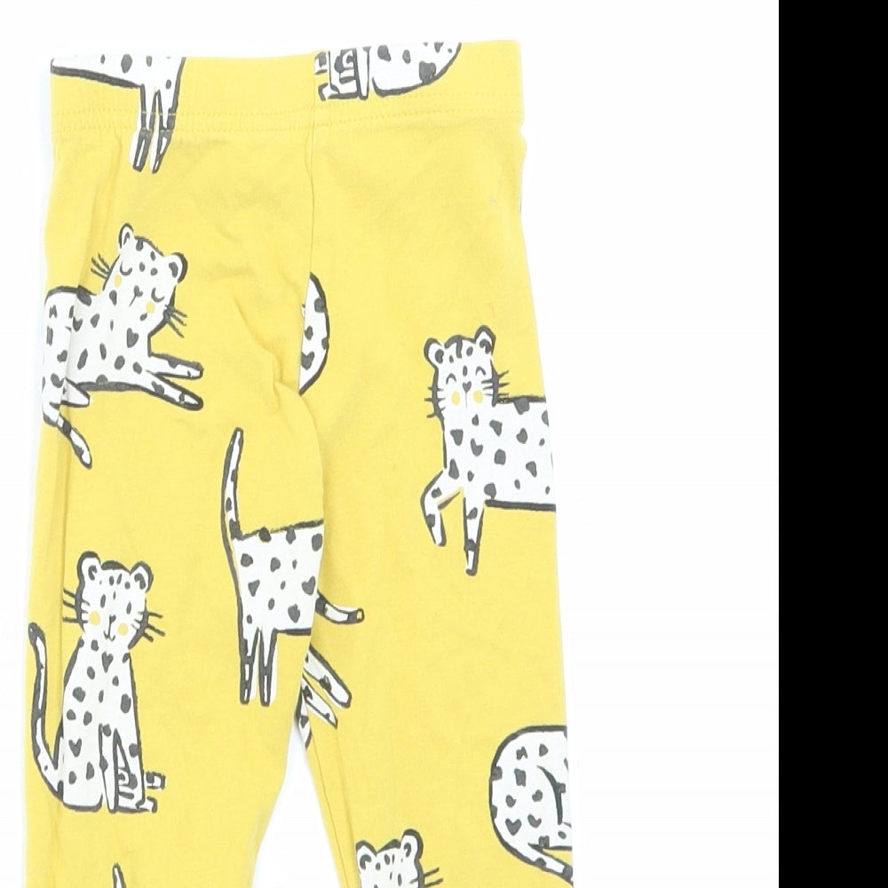 George Girls Yellow Geometric Cotton Capri Trousers Size 2-3 Years Regular Pullover - Wild Cat