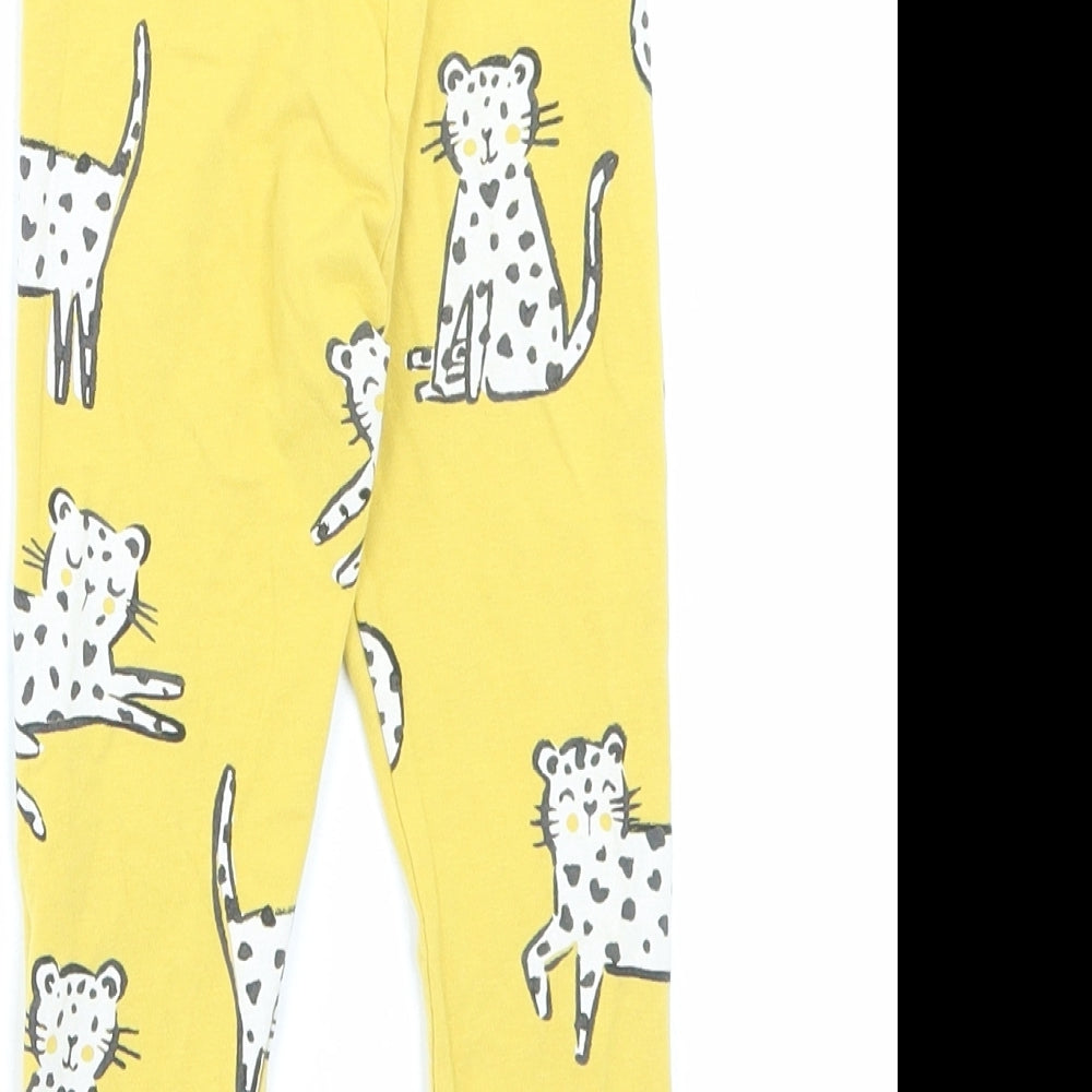 George Girls Yellow Geometric Cotton Capri Trousers Size 2-3 Years Regular Pullover - Wild Cat