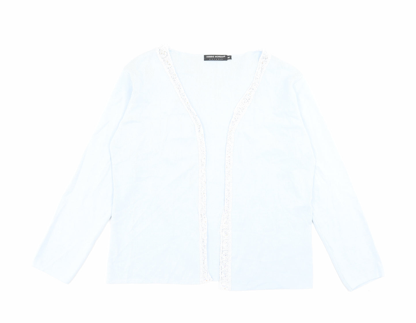 Debbie Morgan Womens Blue V-Neck Viscose Cardigan Jumper Size M