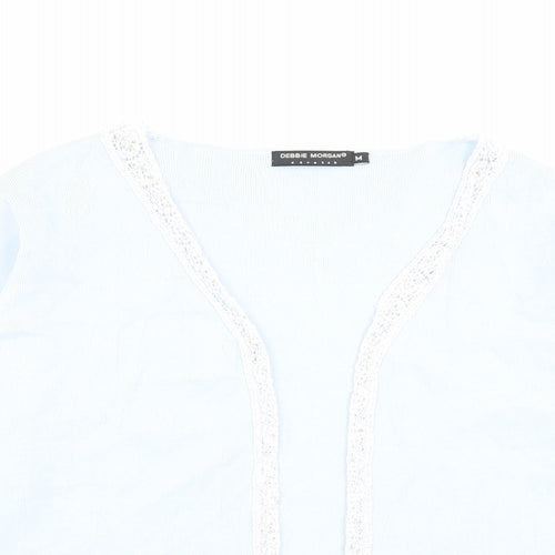 Debbie Morgan Womens Blue V-Neck Viscose Cardigan Jumper Size M