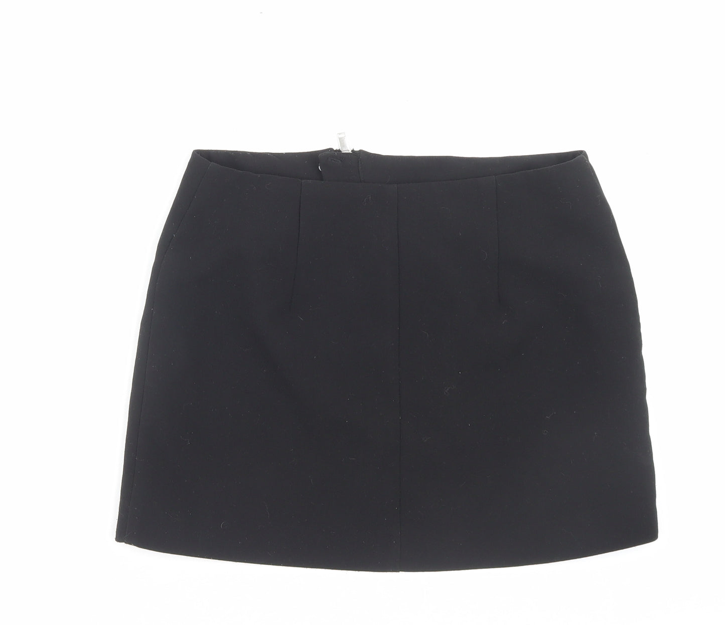 H&M Womens Black Polyester Mini Skirt Size 12 Zip