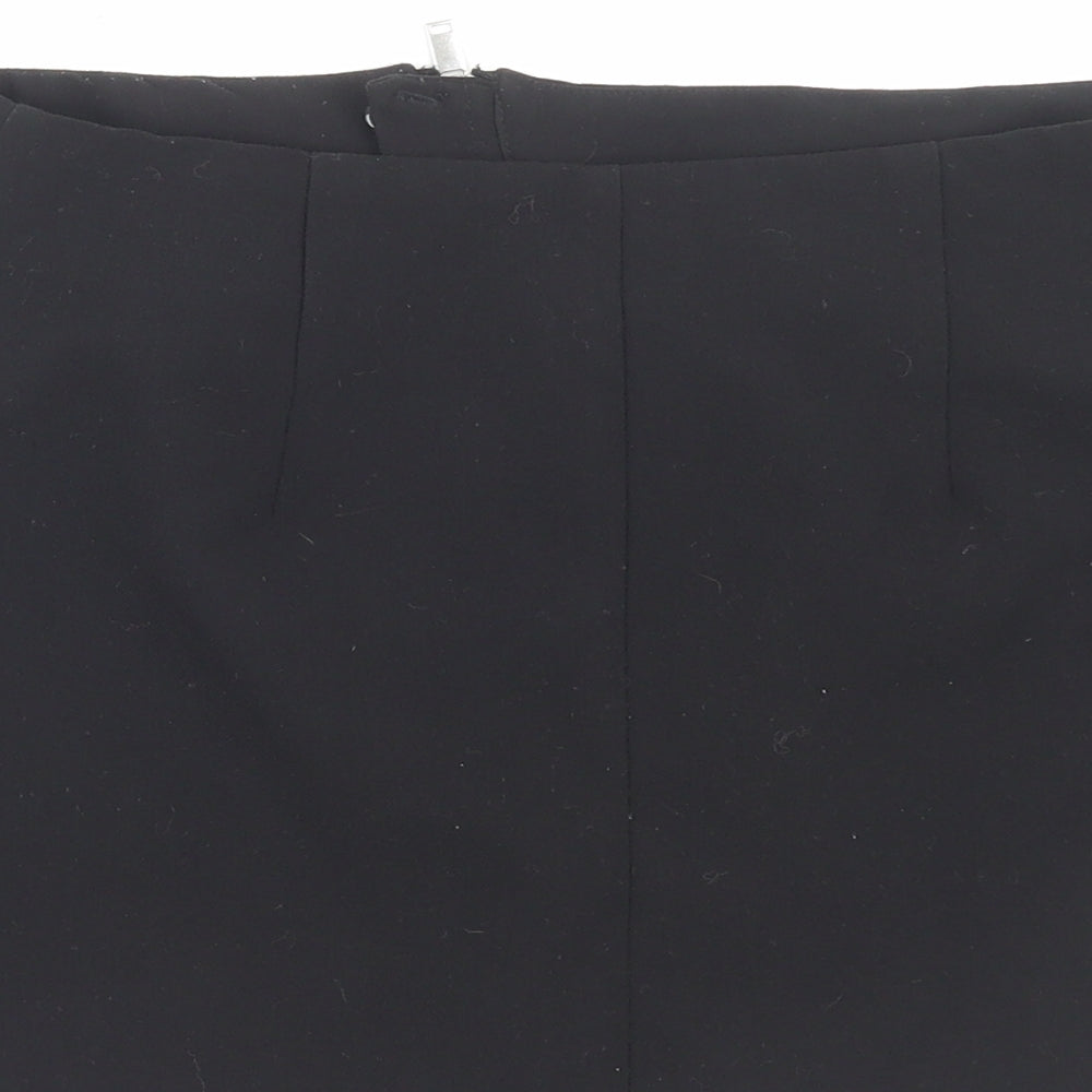 H&M Womens Black Polyester Mini Skirt Size 12 Zip