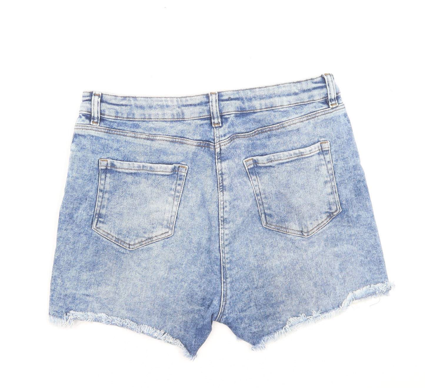 Papaya Womens Blue Cotton Boyfriend Shorts Size 16 L3 in Regular Button