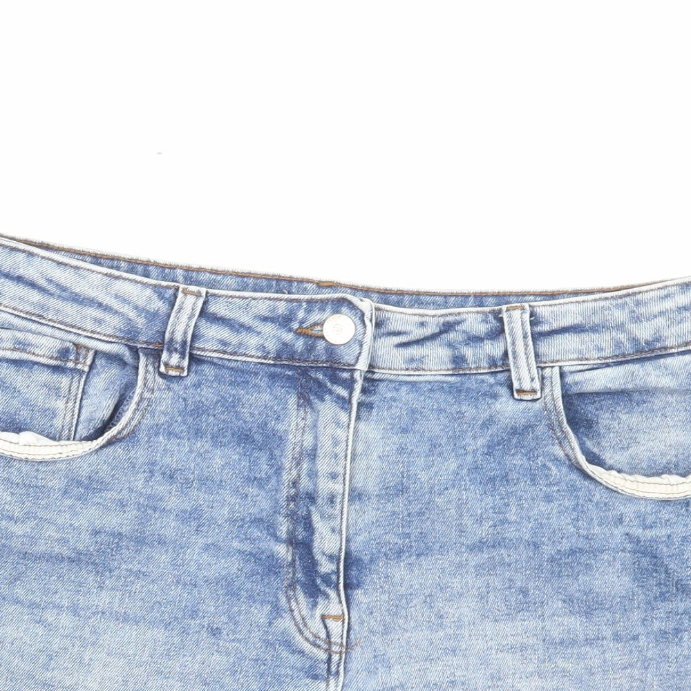 Papaya Womens Blue Cotton Boyfriend Shorts Size 16 L3 in Regular Button