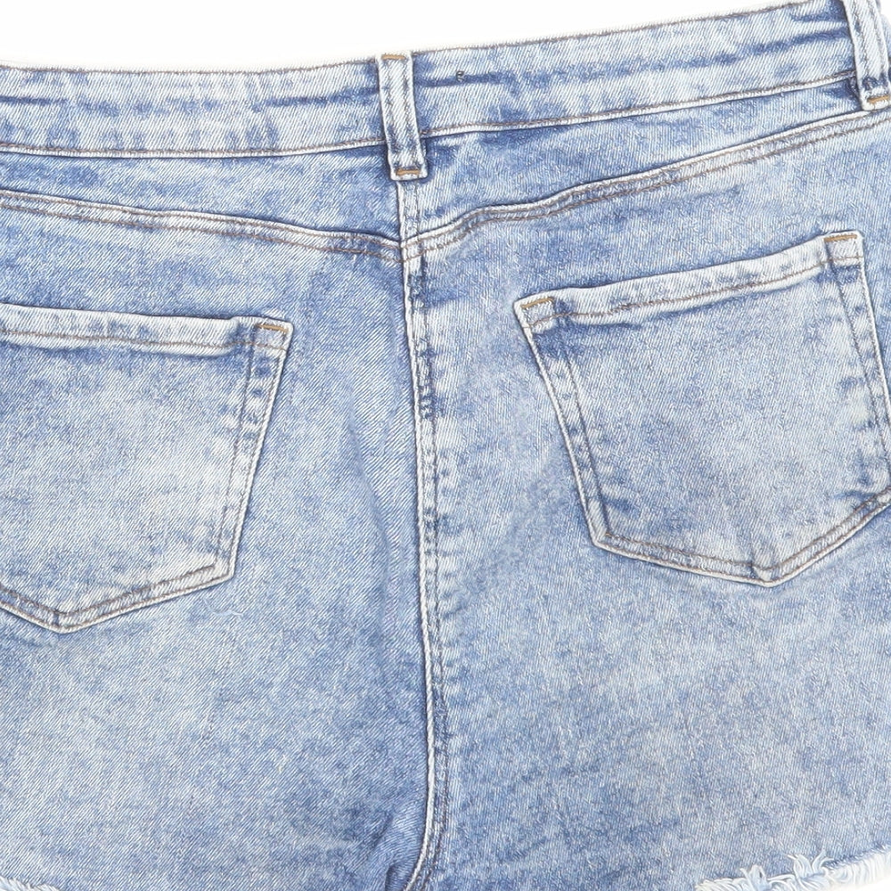 Papaya Womens Blue Cotton Boyfriend Shorts Size 16 L3 in Regular Button