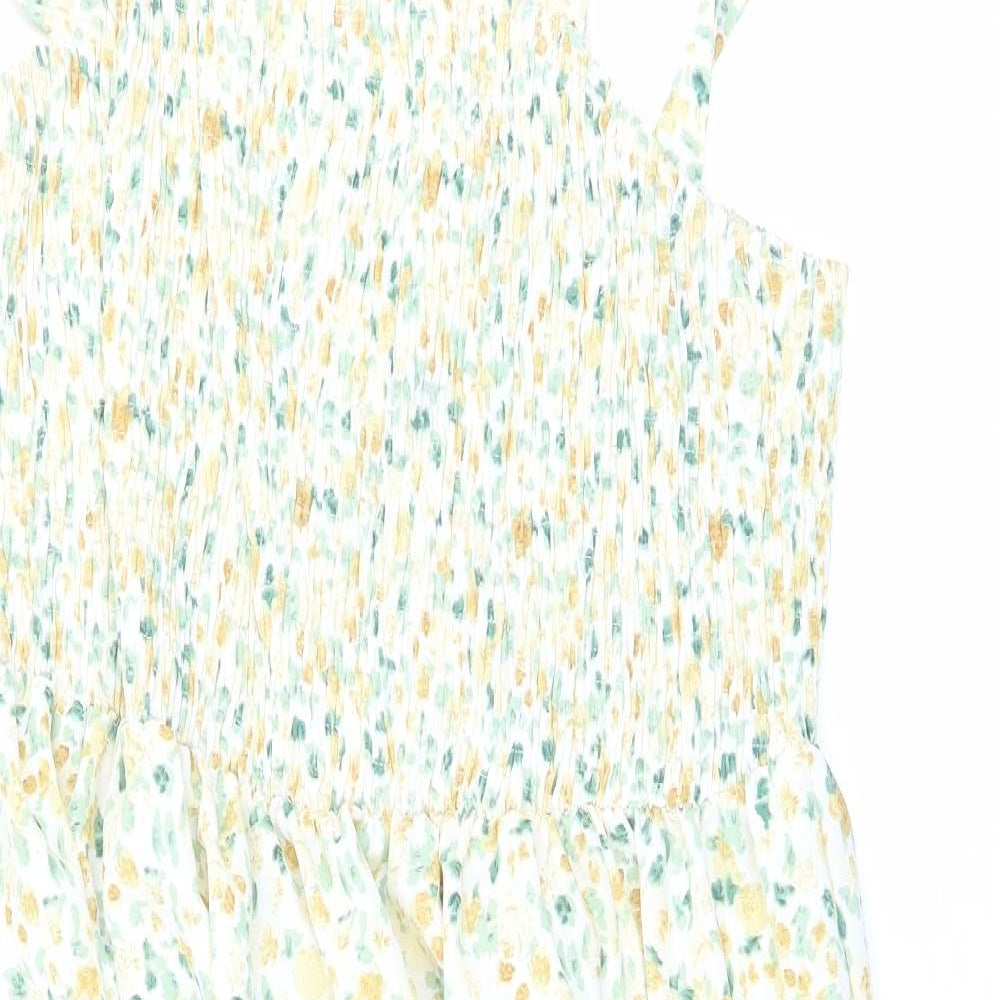 SheIn Womens Yellow Floral Polyester A-Line Size 4XL Square Neck Pullover