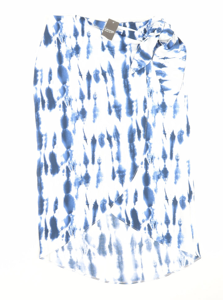 George Womens Blue Polyester Skirt Size 10 Button
