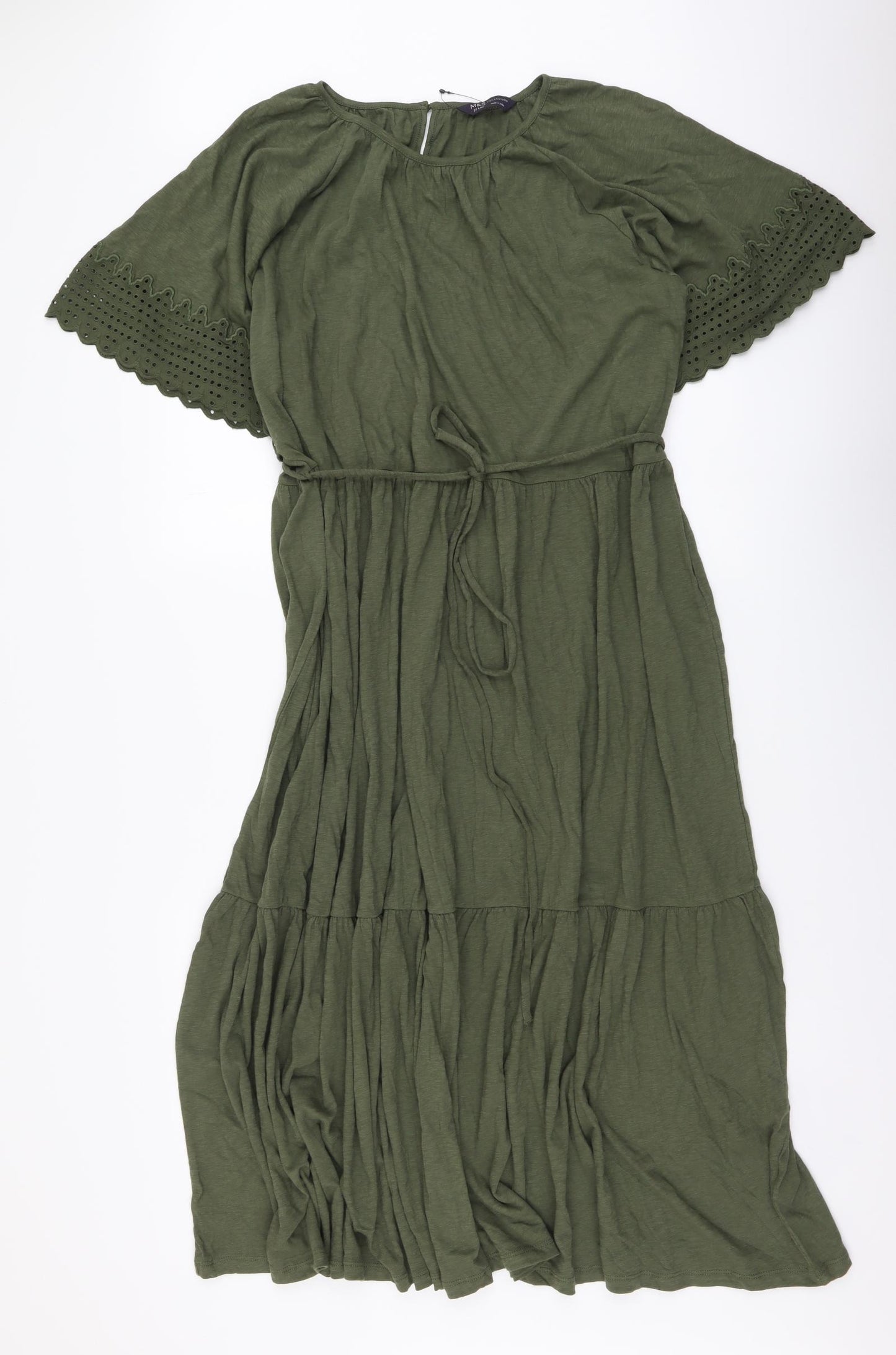Marks and Spencer Womens Green Cotton A-Line Size 22 Round Neck Pullover