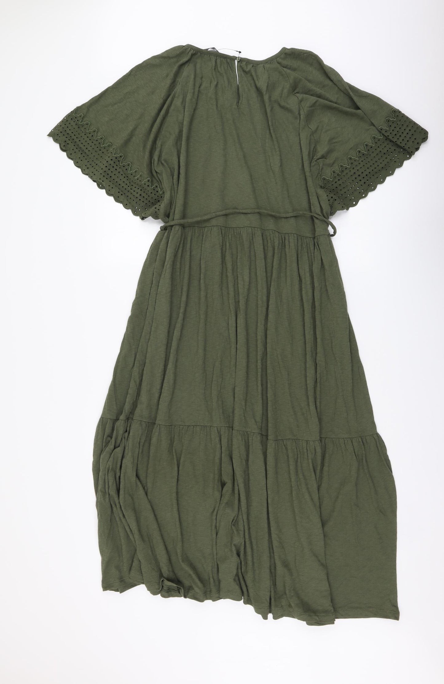 Marks and Spencer Womens Green Cotton A-Line Size 22 Round Neck Pullover