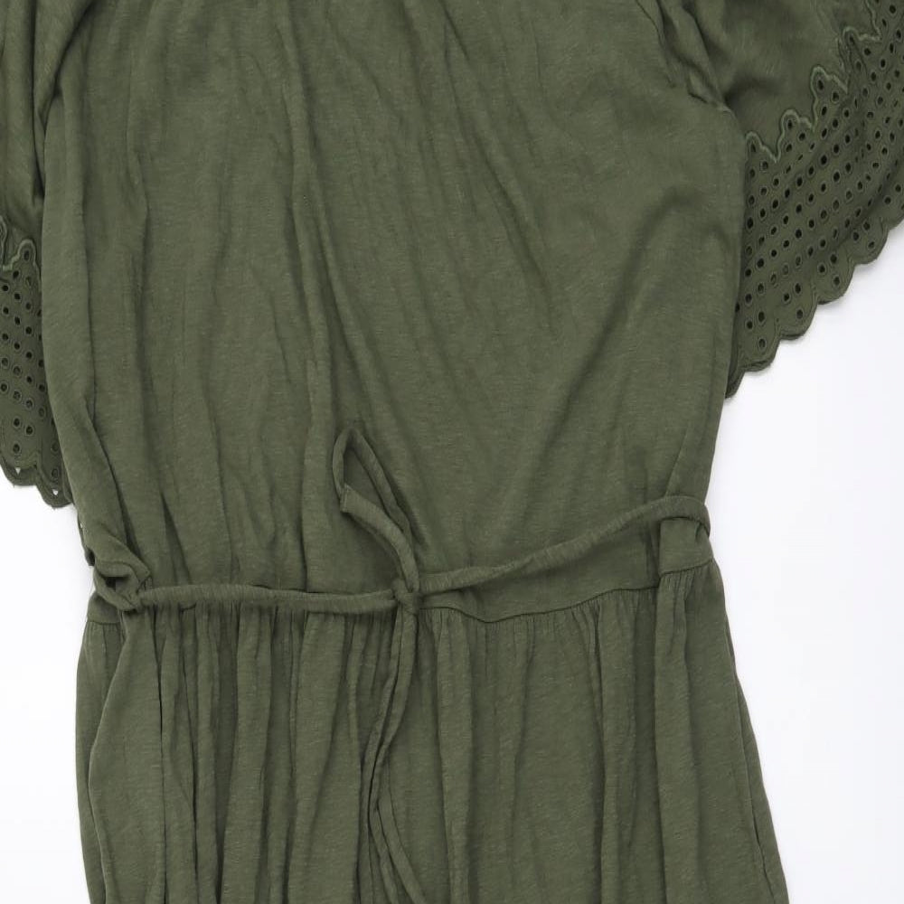 Marks and Spencer Womens Green Cotton A-Line Size 22 Round Neck Pullover