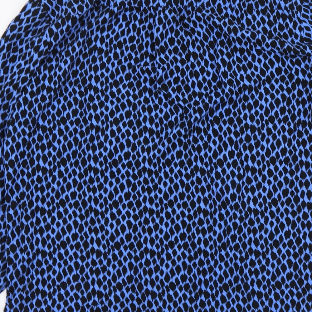 Albaray Womens Blue Geometric Viscose Basic Button-Up Size 12 Round Neck