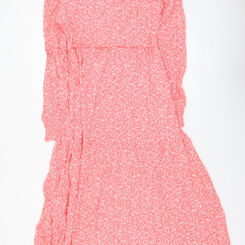 Marks and Spencer Womens Pink Floral Viscose A-Line Size 6 V-Neck Pullover