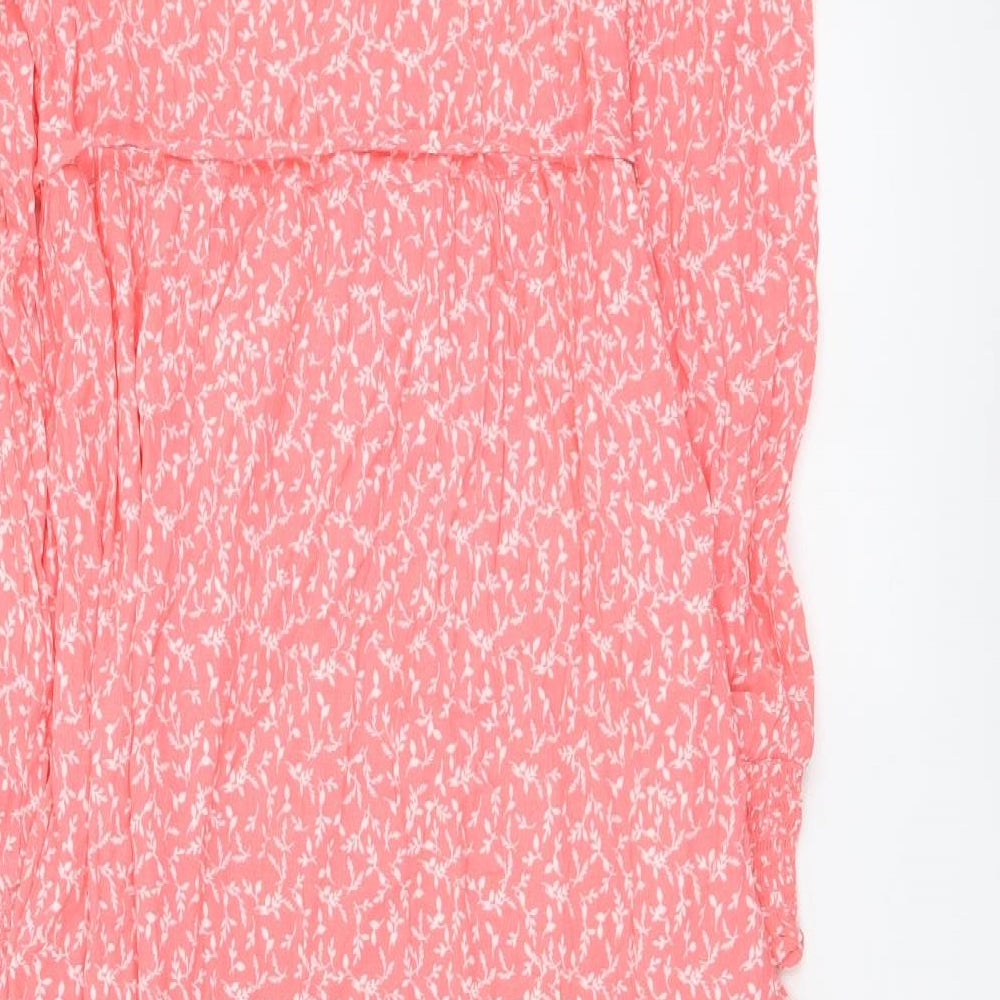 Marks and Spencer Womens Pink Floral Viscose A-Line Size 6 V-Neck Pullover