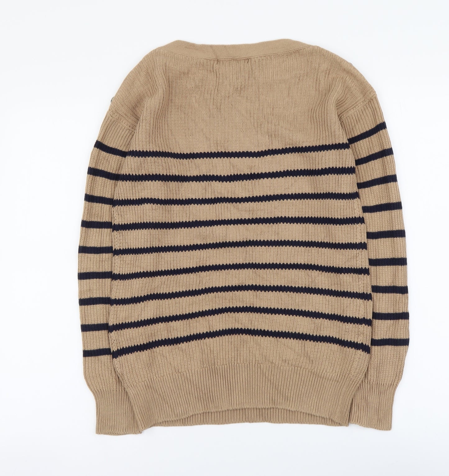 NEXT Womens Brown Boat Neck Striped Viscose Pullover Jumper Size 12
