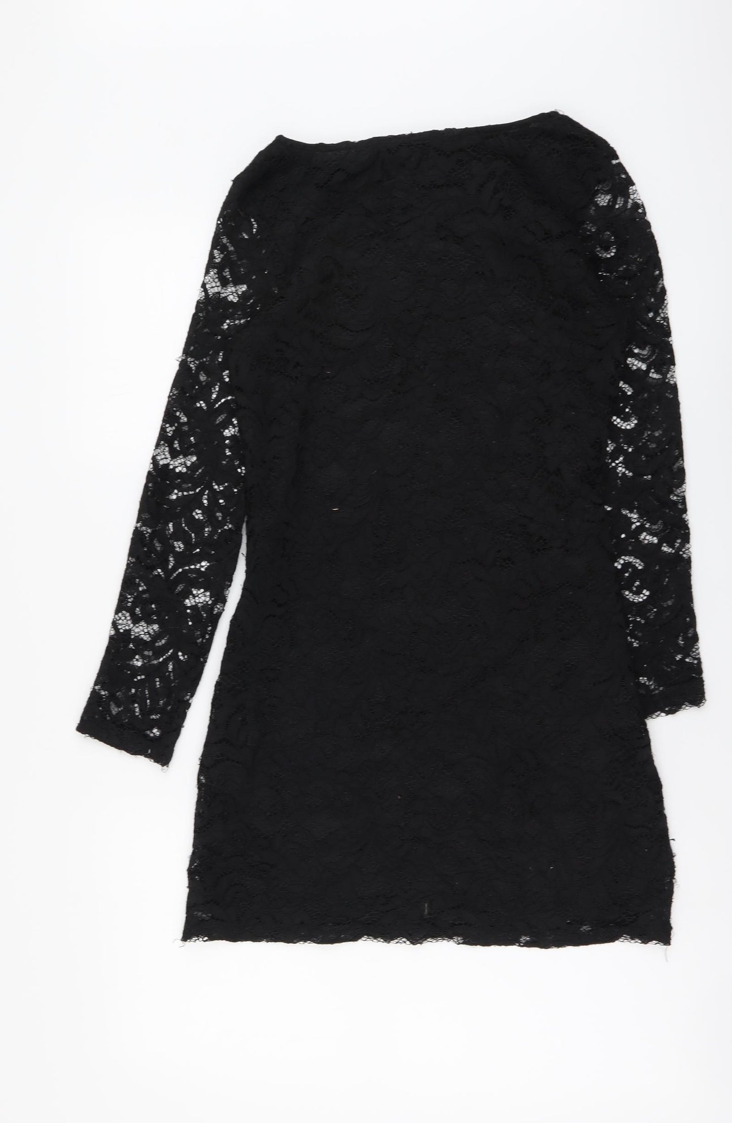 Mela London Womens Black Polyester Mini Size 10 Boat Neck Pullover