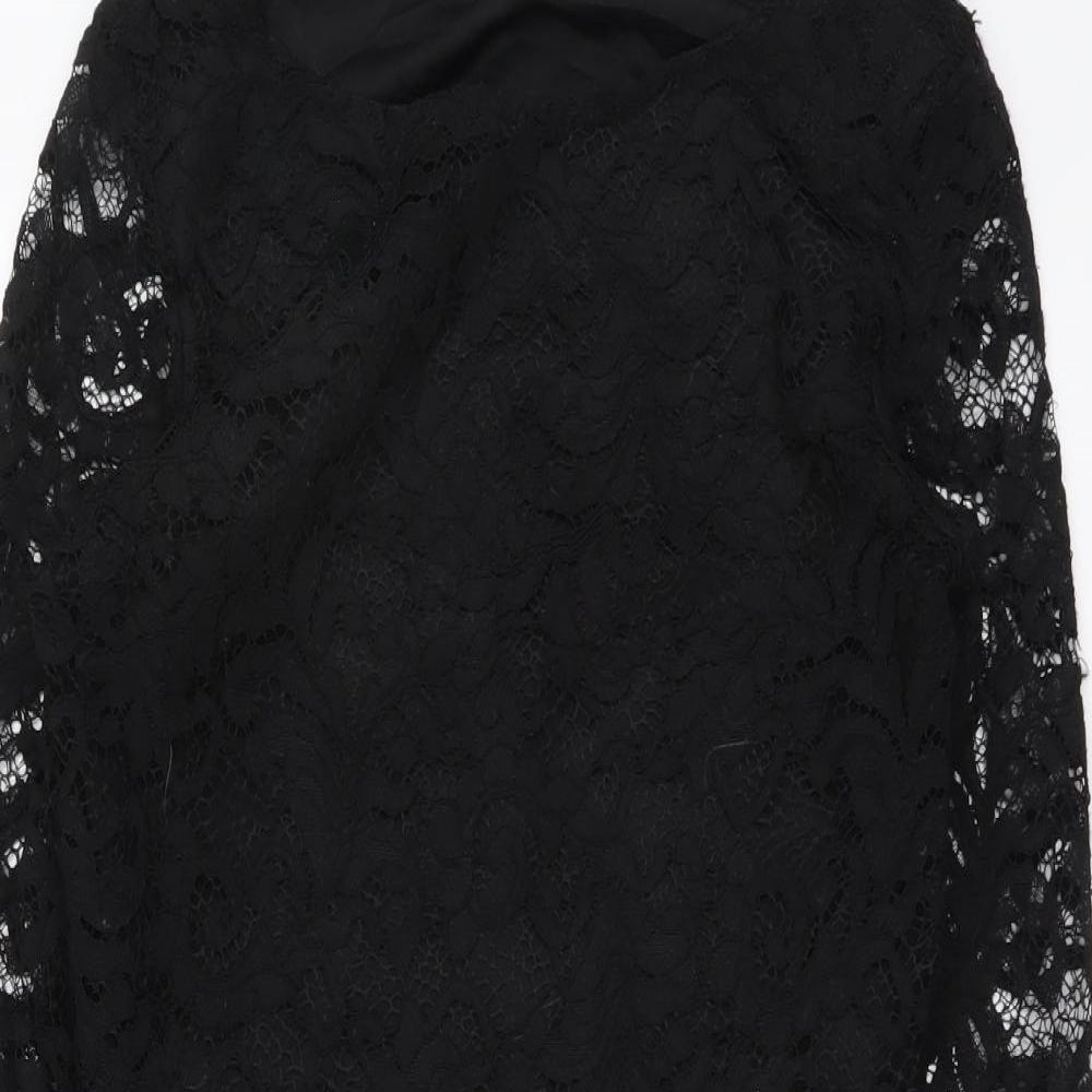 Mela London Womens Black Polyester Mini Size 10 Boat Neck Pullover