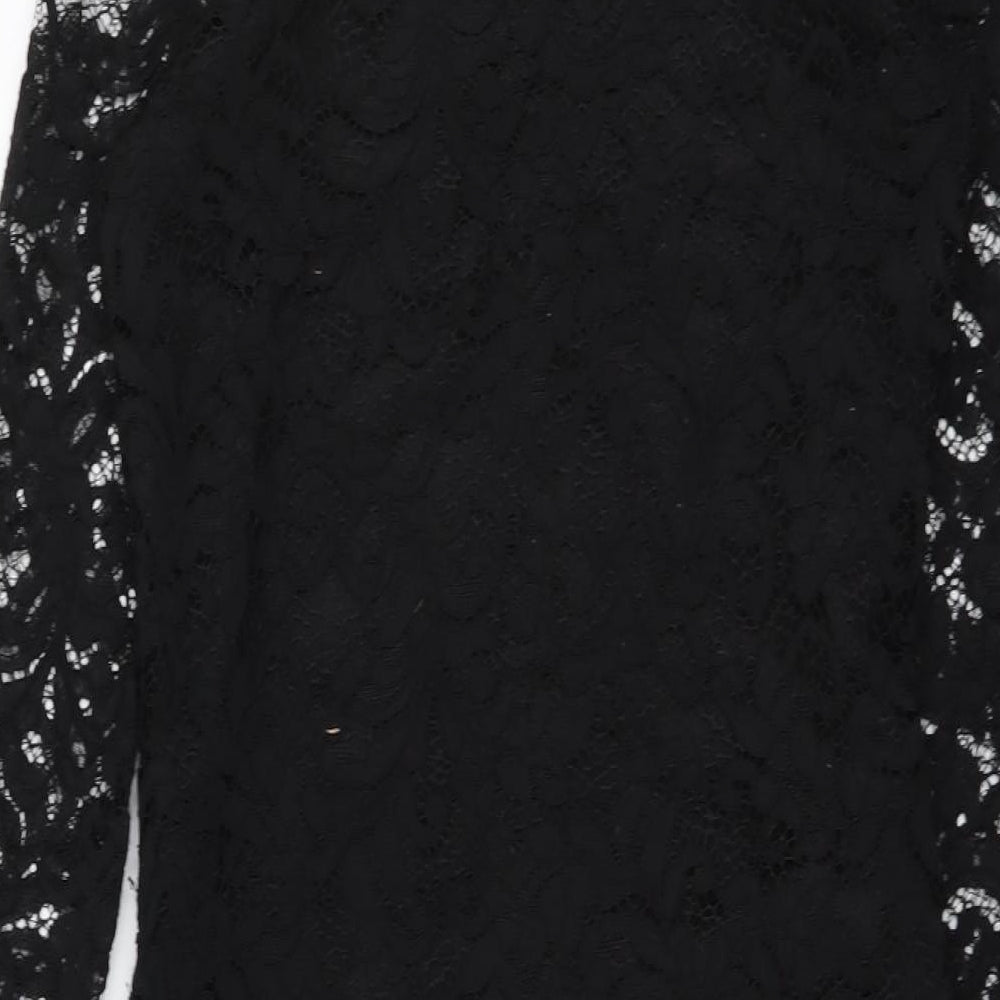 Mela London Womens Black Polyester Mini Size 10 Boat Neck Pullover