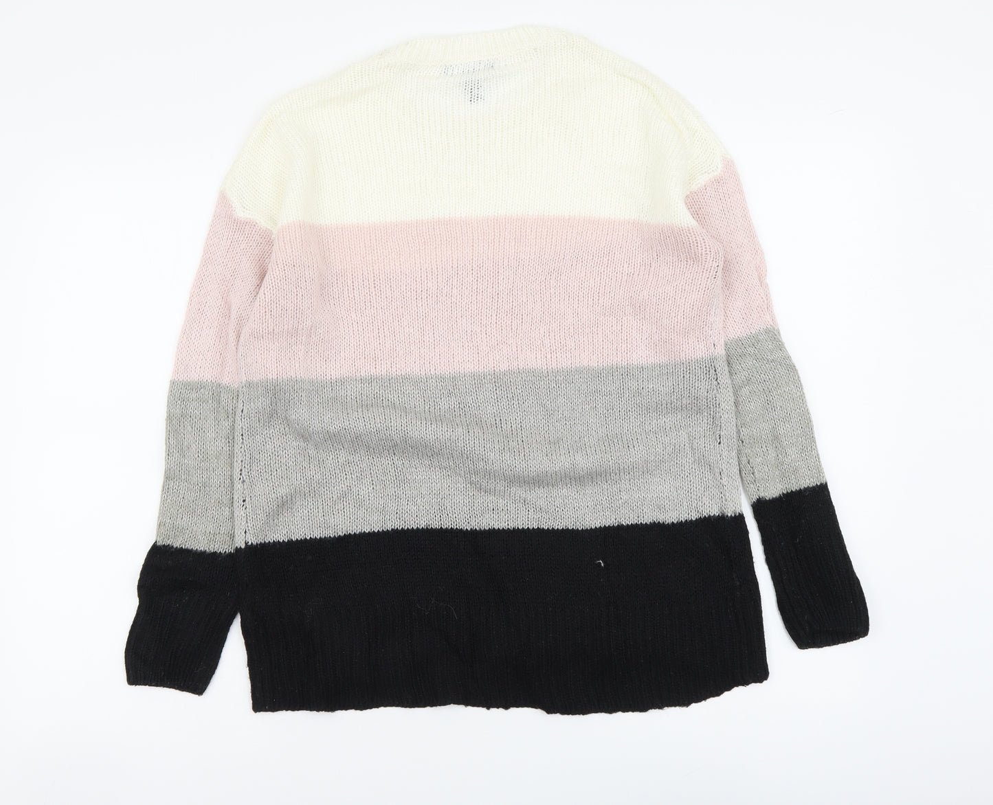New Look Womens Multicoloured Round Neck Striped Acrylic Pullover Jumper Size S
