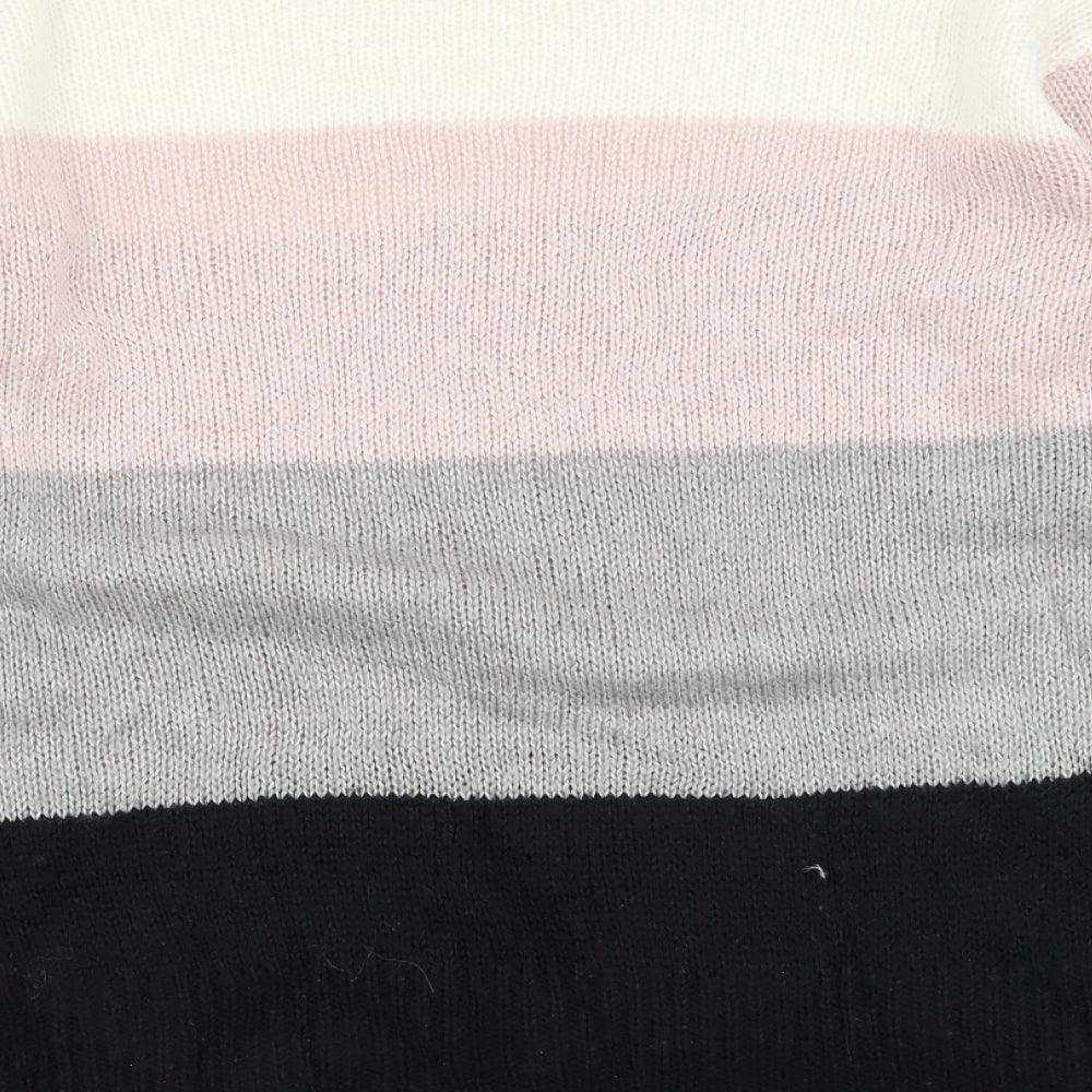 New Look Womens Multicoloured Round Neck Striped Acrylic Pullover Jumper Size S
